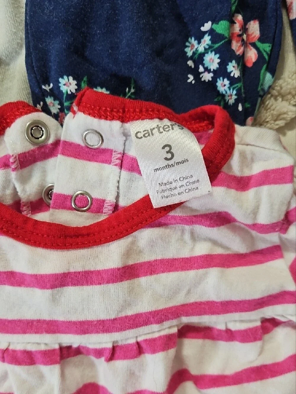 Carter's Pink & White Striped Heart Dress with Mixed Leggings Set
